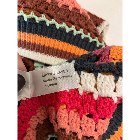 Marine Layer Multicolor Striped Pullover Crochet Knit Vest Top Sleeveless XL - Picture 7 of 8